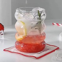 rovilox Wavy Glass Cup - Unique Artistic Design, Durable Glass Drinkware for Water, Juice, and Cocktails, Ideal for Home & Special Occasions