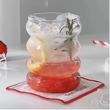 rovilox Wavy Glass Cup - Unique Artistic Design, Durable Glass Drinkware for Water, Juice, and Cocktails, Ideal for Home & Special Occasions