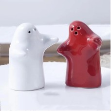 rovilox Ceramic Ghost Salt and Pepper Shakers - Fun and Spooky Halloween-Themed Design, Perfect for Festive Table Settings & Kitchen Décor